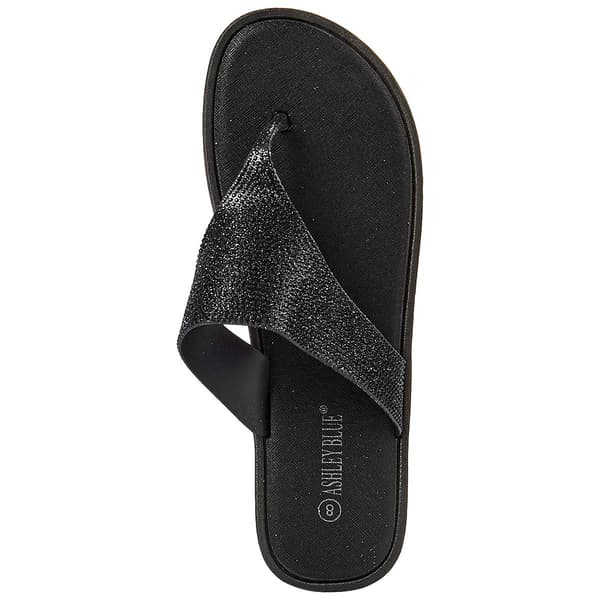 Womens Ashley Blue Shimmer Wedge Thong Sandals