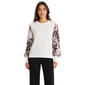 Womens Zac & Rachel Long Sleeve Crew Neck Printed Sleeve Knit Sw - image 1