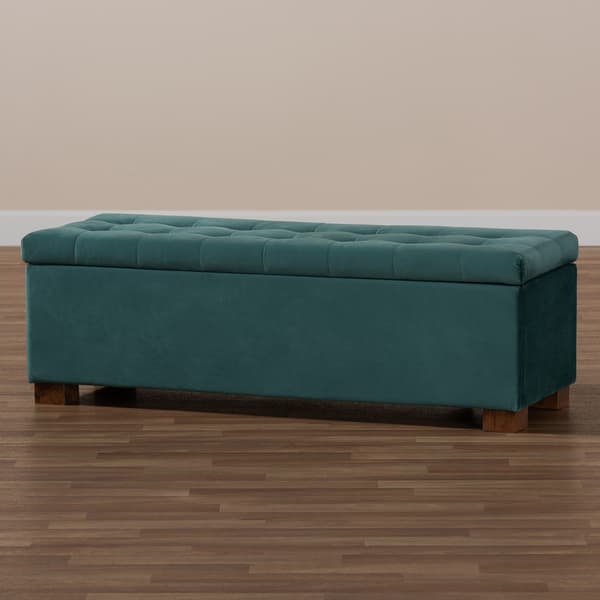 Baxton Studio Roanoke Grid Tufted Storage Ottoman Bench