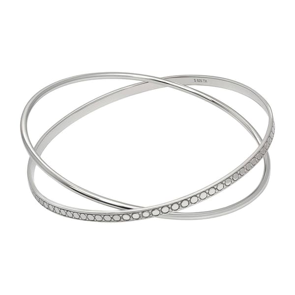 Beaded Sterling Silver Crisscross Bangle Bracelet - image 