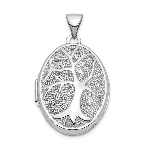 Gold Classics&#40;tm&#41; 14kt. White Gold 21x16mm Oval Tree Locket - image 