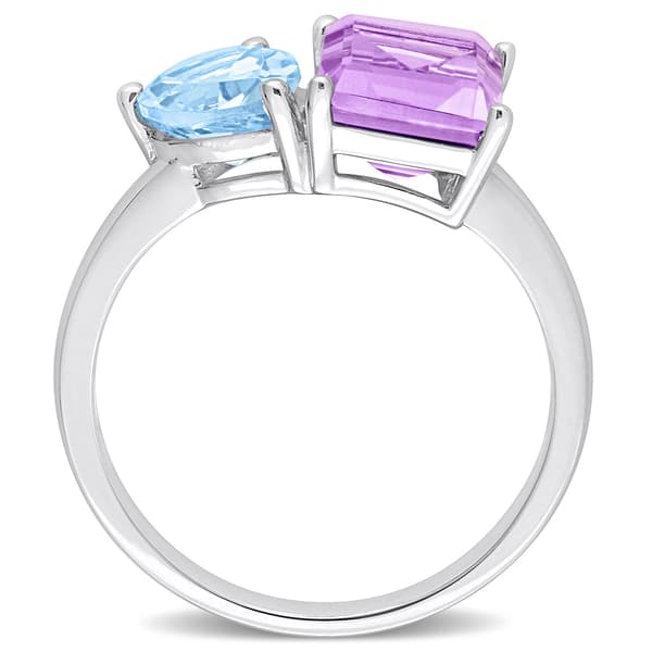 Gemstones Classics™ Sky Blue Topaz/Pink Amethyst Toi et Moi Ring
