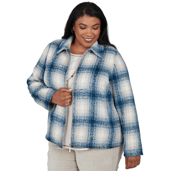 Plus Size Alfred Dunner Sunset Ridge Plaid Zip Front Jacket