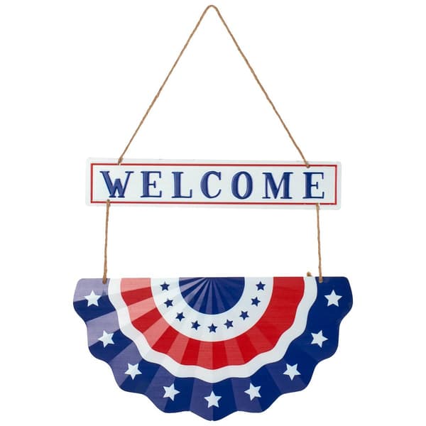 Patriotic Welcome Bunting Metal Hanging Wall Decor - image 
