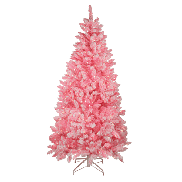 Northlight 7ft. Pre-Lit Medium Flocked Pink Christmas Tree - image 