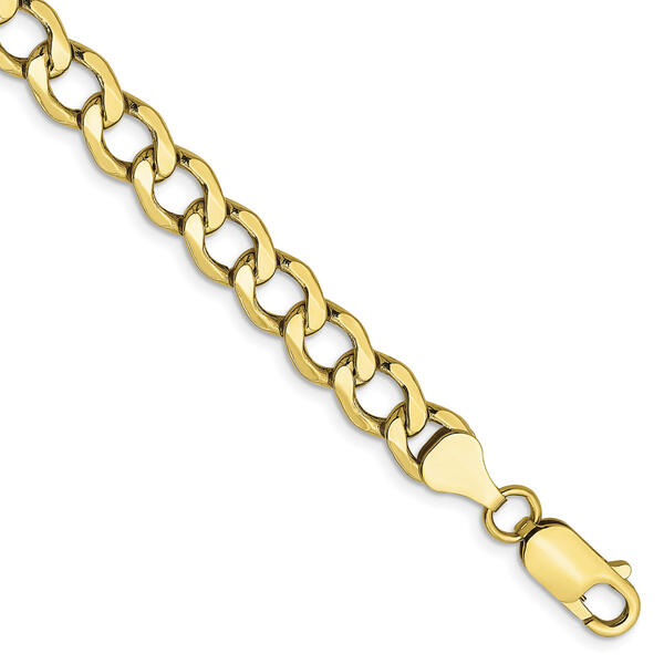 Mens Gold Classics&#40;tm&#41; 10kt 6.5mm 8in. Semi-Solid Chain Bracelet - image 