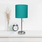 LimeLights Brush Steel Lamp w/Charging Outlet/Teal Shade-Set of 2 - image 5