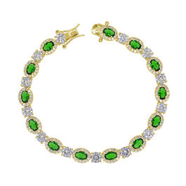 Gianni Argento Gold Plated Emerald Oval Link Bracelet