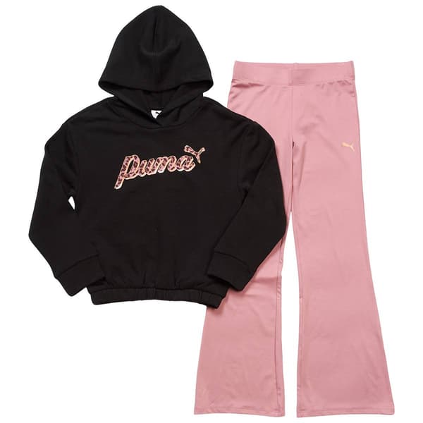 Girls &#40;7-16&#41; Puma&#40;R&#41; Leopard Logo Hoodie & Flare Leggings - image 