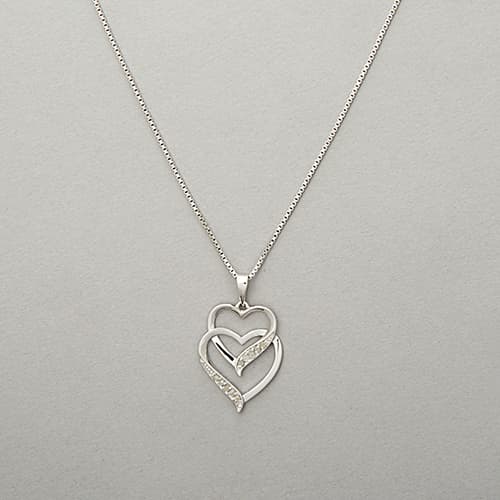 Marsala 1/10ctw. Double Heart Pendant Necklace