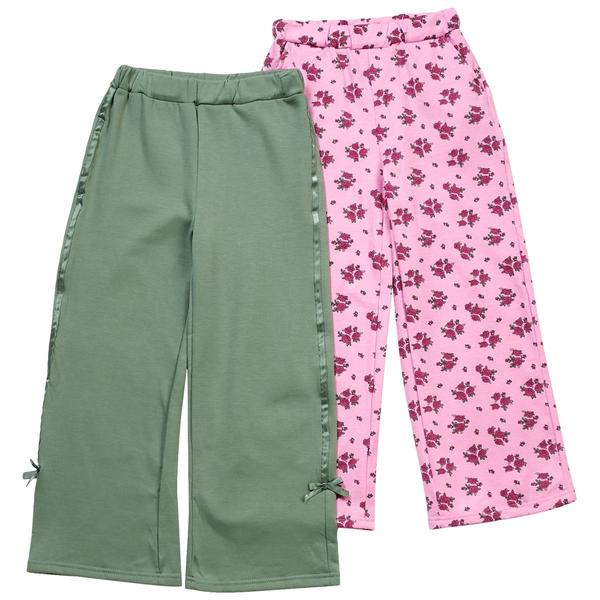 Girls (7-12) BTween(R) 2pk. Solid Bow & Floral Wide Leg Pants - image 