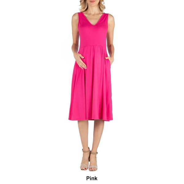 Womens 24/7 Comfort Apparel Sleeveless Maternity Midi Dress