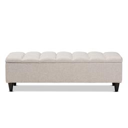 Baxton Brette Mid-Century Upholstered Storage Bench Ottoman