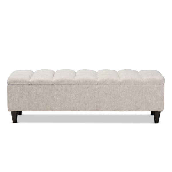 Baxton Brette Mid-Century Upholstered Storage Bench Ottoman