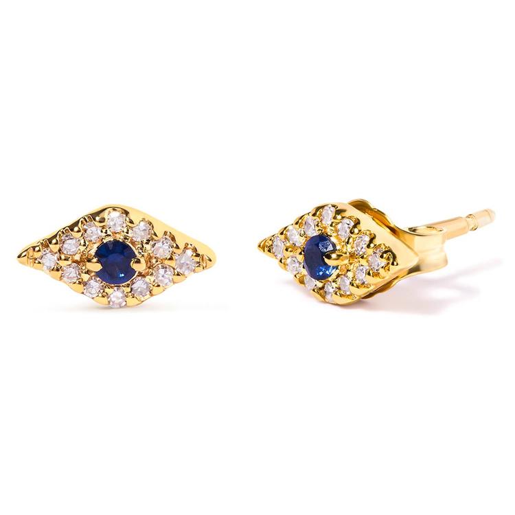Haus of Brilliance 10kt. Gold Sapphire & Diamond Stud Earrings