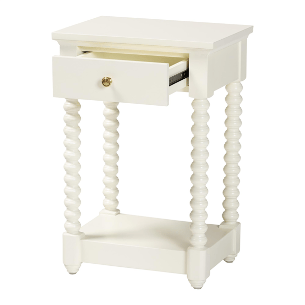 Baxton Studio Terentia Nightstand with Bobbin Legs