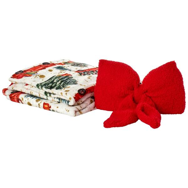 Holiday Home Bow Throw with Pillow Combo
