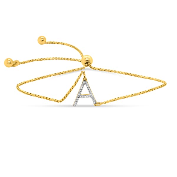 Nova Star(R) Lab Grown Diamond Initial A Gold Plated Bolo Bracelet - image 