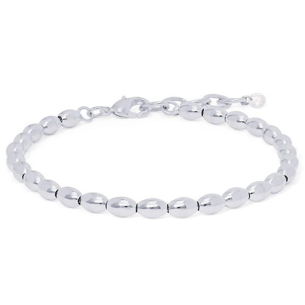 Silver Plated Oval Beaded Bracelet - image 