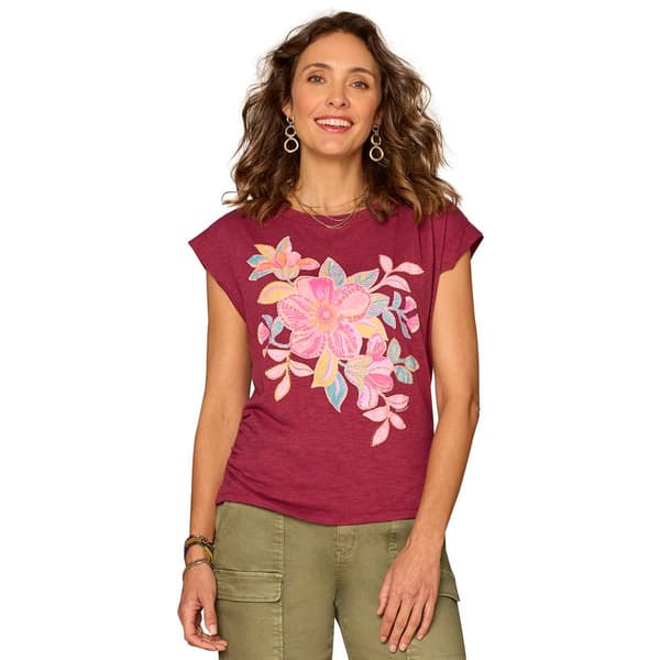Womens Democracy Extended Cap Sleeve Ruch Side Tee