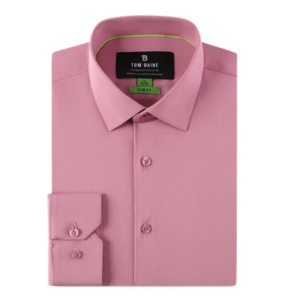 Mens Tom Baine Short Sleeve Slim Fit Bamboo Dress Shirt - Rose
