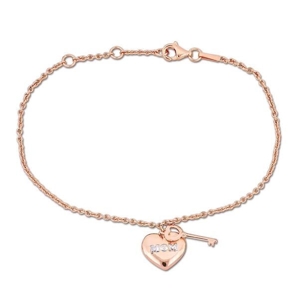 Silver and 18kt. Rose Gold Plated Mom Charm Bracelet - image 