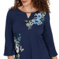 Petite Alfred Dunner Indigo Girls Floral Embroidery Blouse - image 5