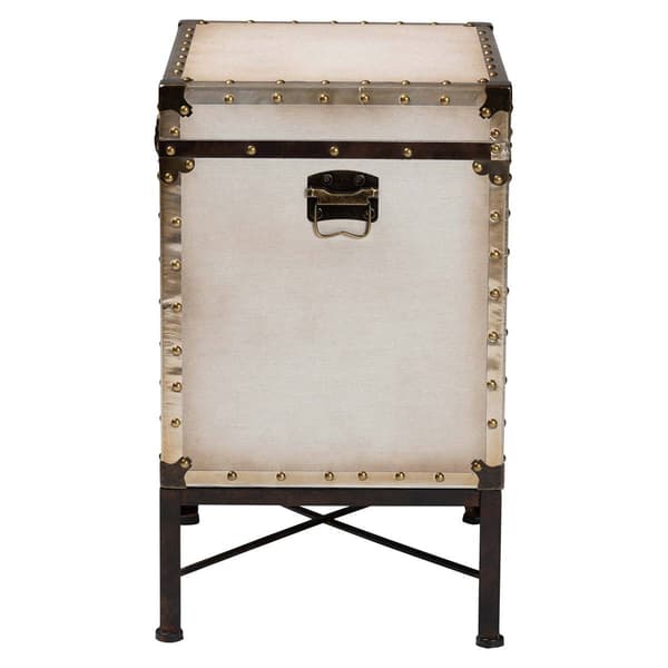 Baxton Studio Laura Vintage White Canvas Lift-Top End Table