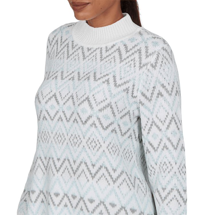 Petite Hearts of Palm Silver Linings Mock Neck Diamond Sweater