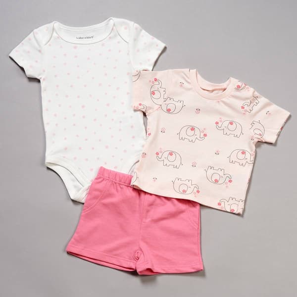 Baby Girl (12-18M) baby views(R) 3pc. Elephant Top/Bodysuit/Shorts - image 