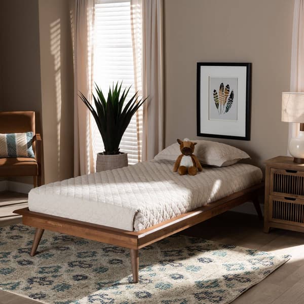Baxton Studio Karine Walnut Brown Wood Twin Platform Bed Frame