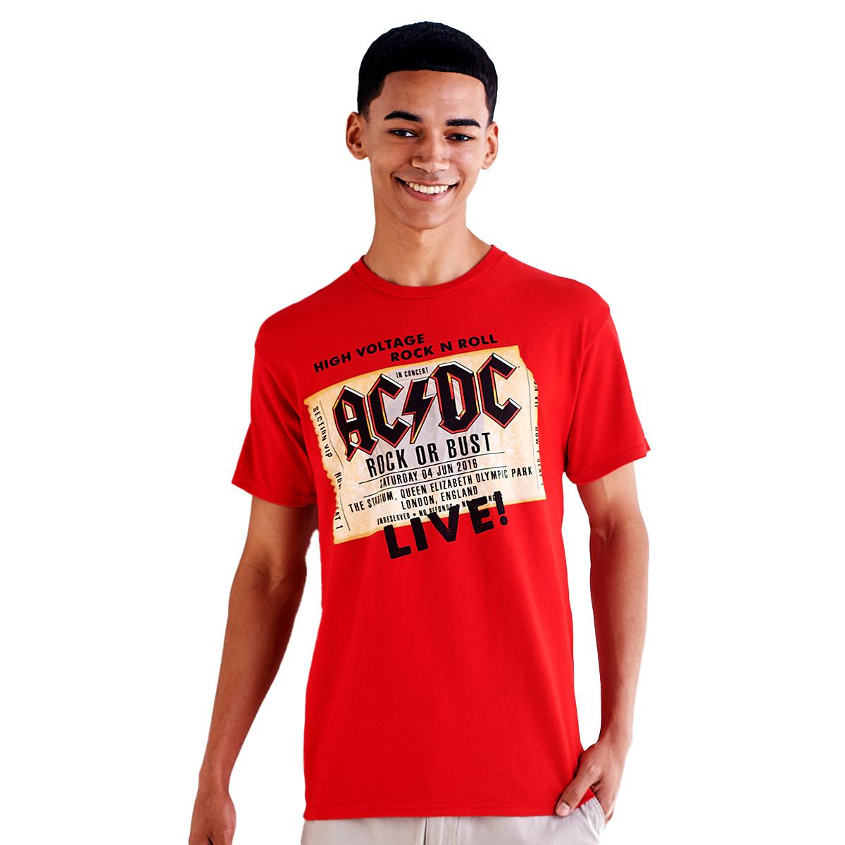 Young Mens AC/DC Ticket Short Sleeve Graphic Tee
