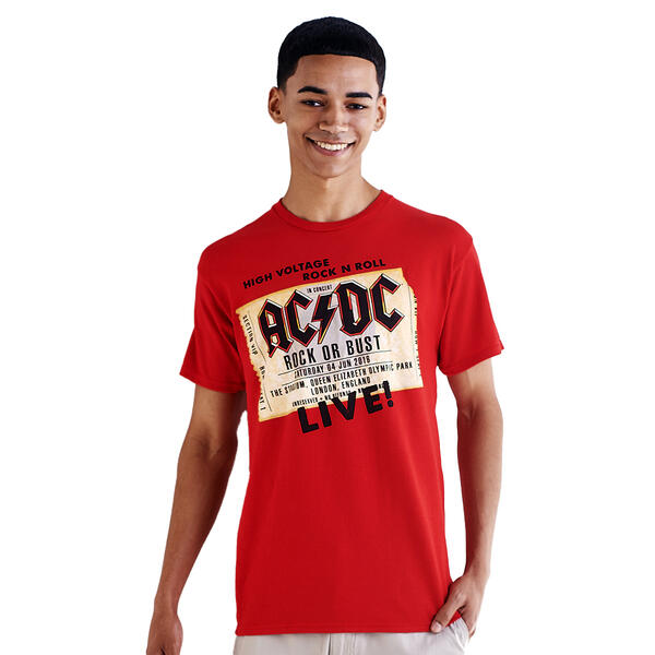 Young Mens AC/DC Ticket Short Sleeve Graphic Tee - image 
