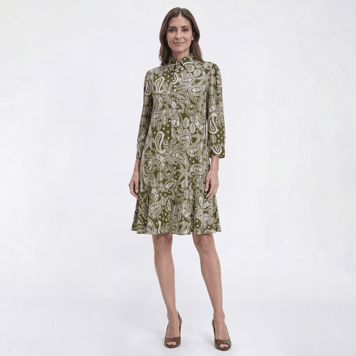 Womens Emma & Michele 3/4 Sleeve Paisley Ruffle Hem Shift Dress - image 