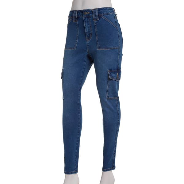 Womens Bleu Denim Skinny Leg with Cargo Pockets Denim Jeans