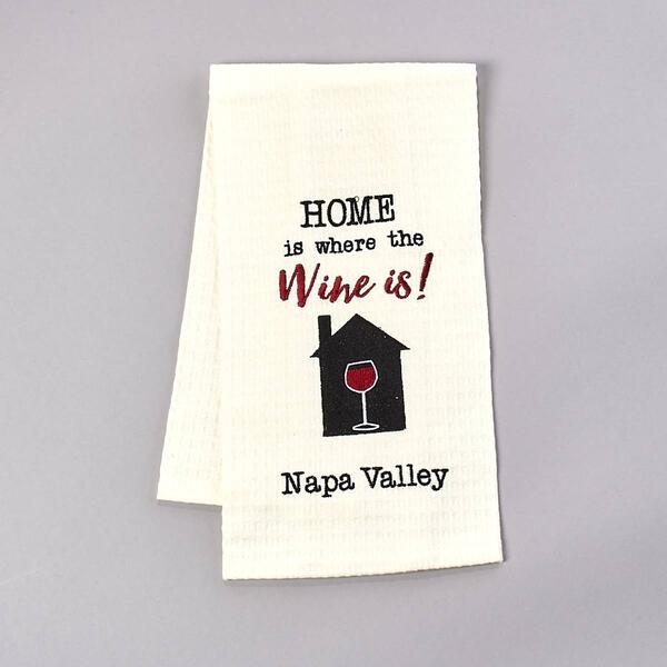 Home Is Where the Wine Is Embroidered Napa Kitchen Towel - image 