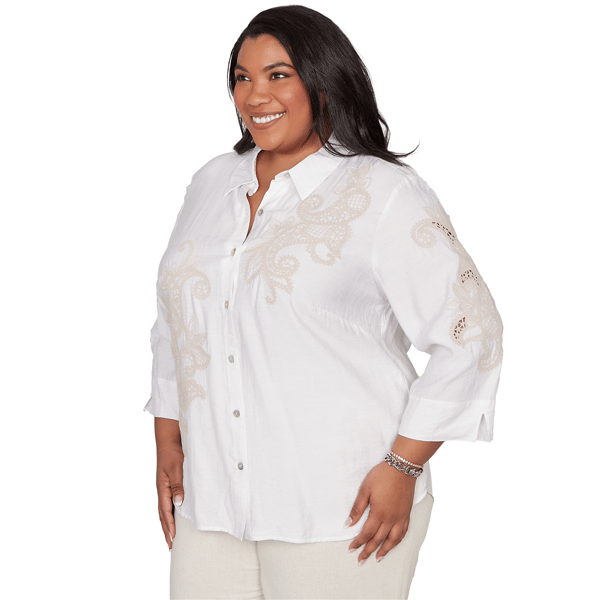 Plus Size Alfred Dunner Natural Wonder Paisley Casual Button Down