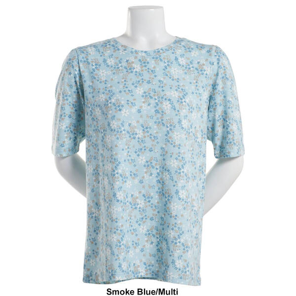 Plus Size Architect&#174; Mini Floral Elbow Puff Sleeve Top
