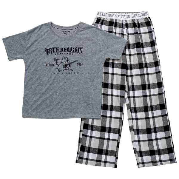 Girls &#40;7-16&#41; True Religion Logo Tee & Plaid Pants Pajama Set - image 