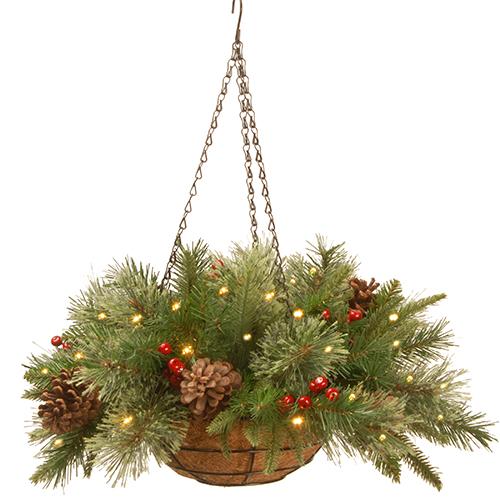 National Tree 20in. Pre-Lit LED Colonial Hanging Basket - image 