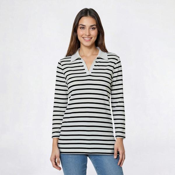 Petite Hasting & Smith 3/4 Sleeve Stripe Pullover Tee - image 