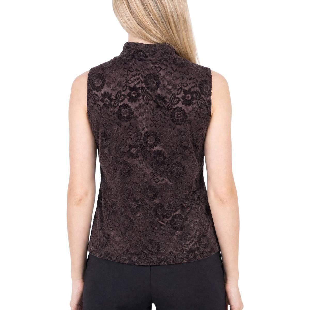 Womens NY Collection Sleeveless Velvet Floral Lace Blouse