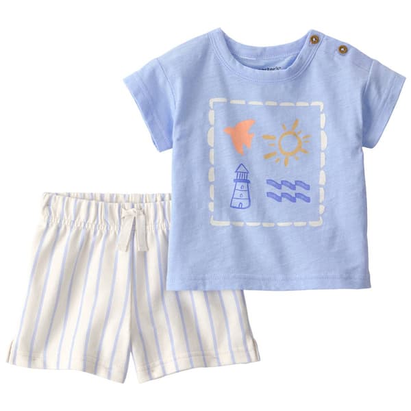 Baby Boy (NB-9M) Carter''s(R) Lighthouse Stripe Shorts Set