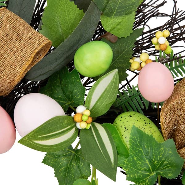 Northlight Seasonal Easter Egg & Burlap Ribbon Twig Wreath