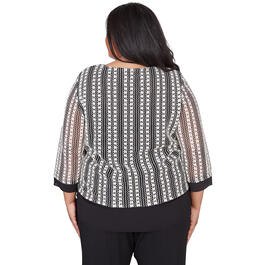 Plus Size Alfred Dunner Opposites Attract Woven Stripe Blouse