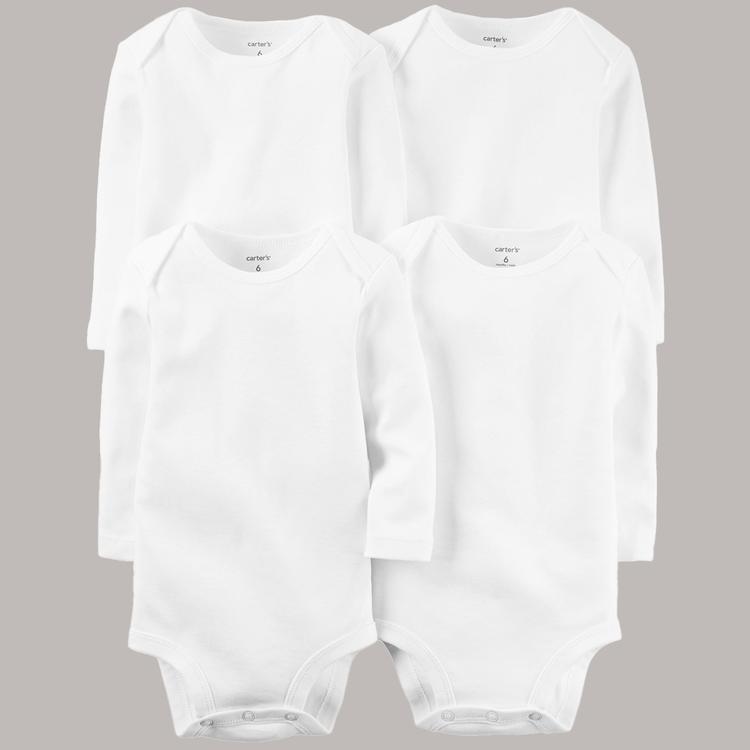 Baby Unisex (NB-24M) Carter''s(R) 4pk. Long Sleeve White Bodysuits