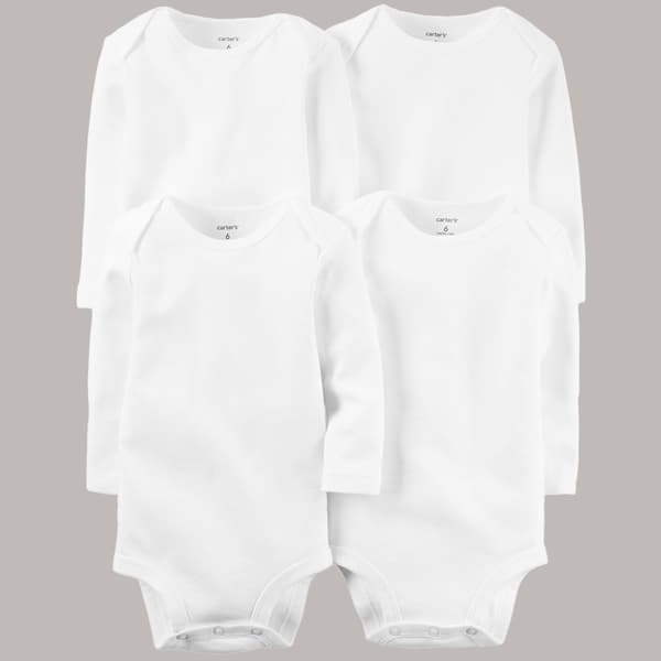 Baby Unisex &#40;NB-24M&#41; Carter''s&#40;R&#41; 4pk. Long Sleeve White Bodysuits - image 