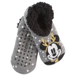 Womens Disney Fuzzy Babba Mickey Teddy Fur Slipper Socks