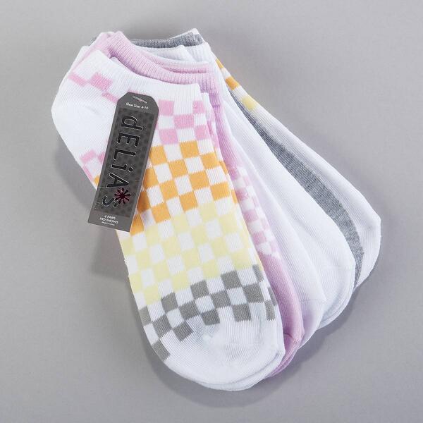 Girls Delia's 6pk. Checkered No Show Socks - White - image 