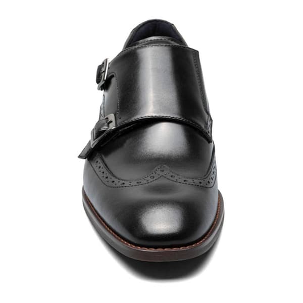 Mens Stacy Adams Karson Wingtip Double Monk Strap Shoes - Black